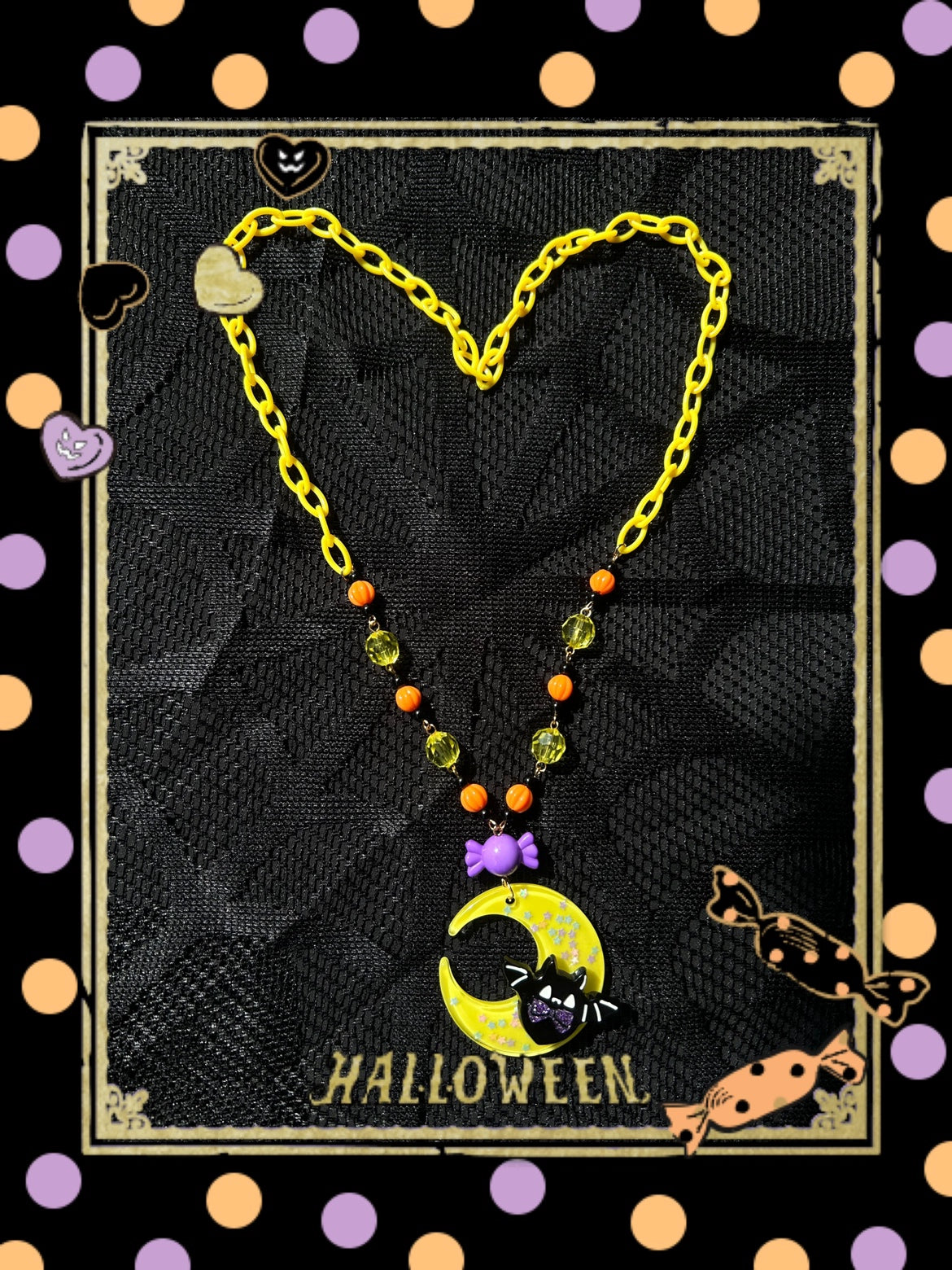 Halloween Alice - Chubby Bat - Halloween Colorful Beads Lolita Necklace, Bat Accents
