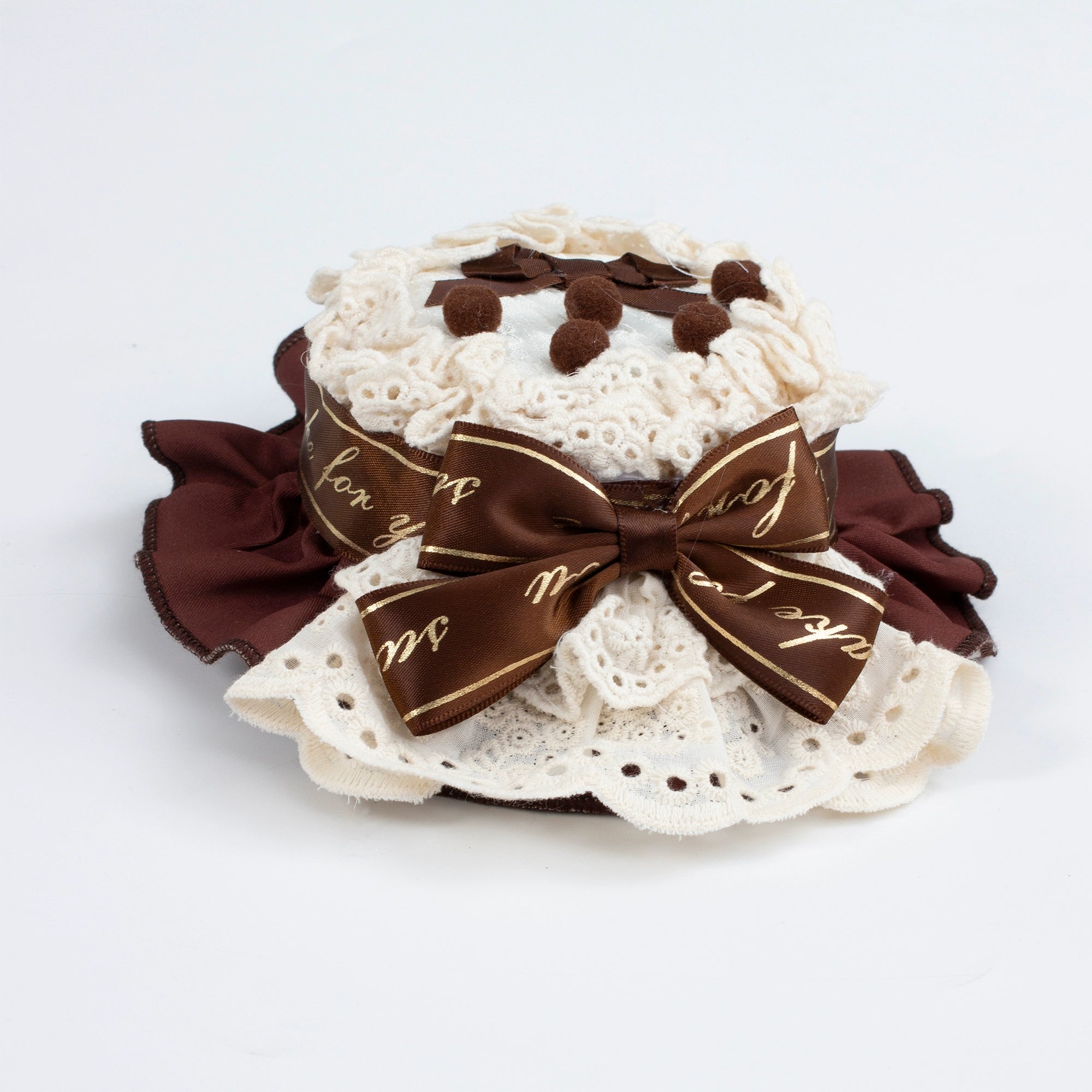 Chubby Cat Diary - Chocolate Layer Cake - Plus Size Cotton Lolita Jumper Dress A Cake Top Hat (one size / choose M) S