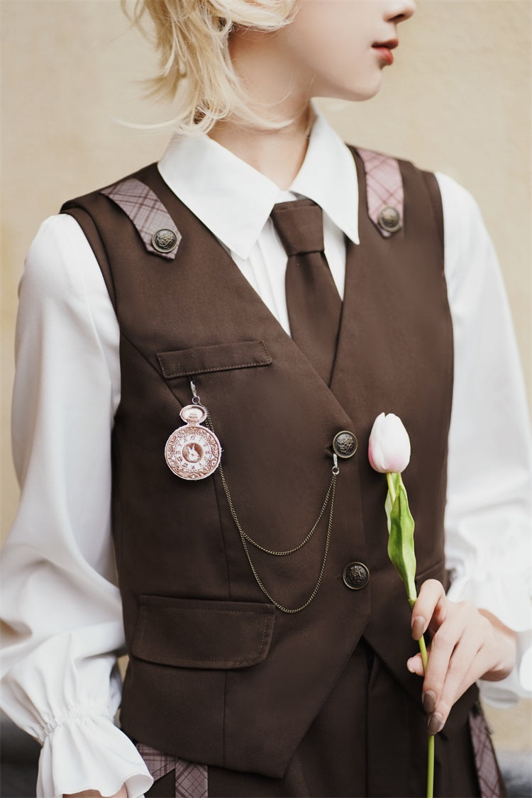 Letters from Unknown Star - Detective Rabbit Kiri - Spring Ouji Lolita Outfits Backpack Pants and Vest