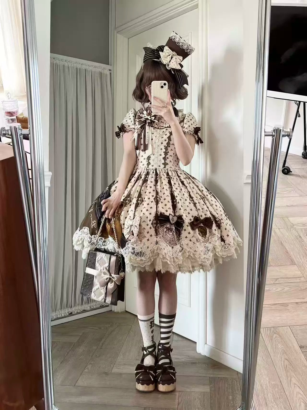 Little Bear Workshop - Cotton Sweet Lolita JSK & OP Dress, Printed Bodice