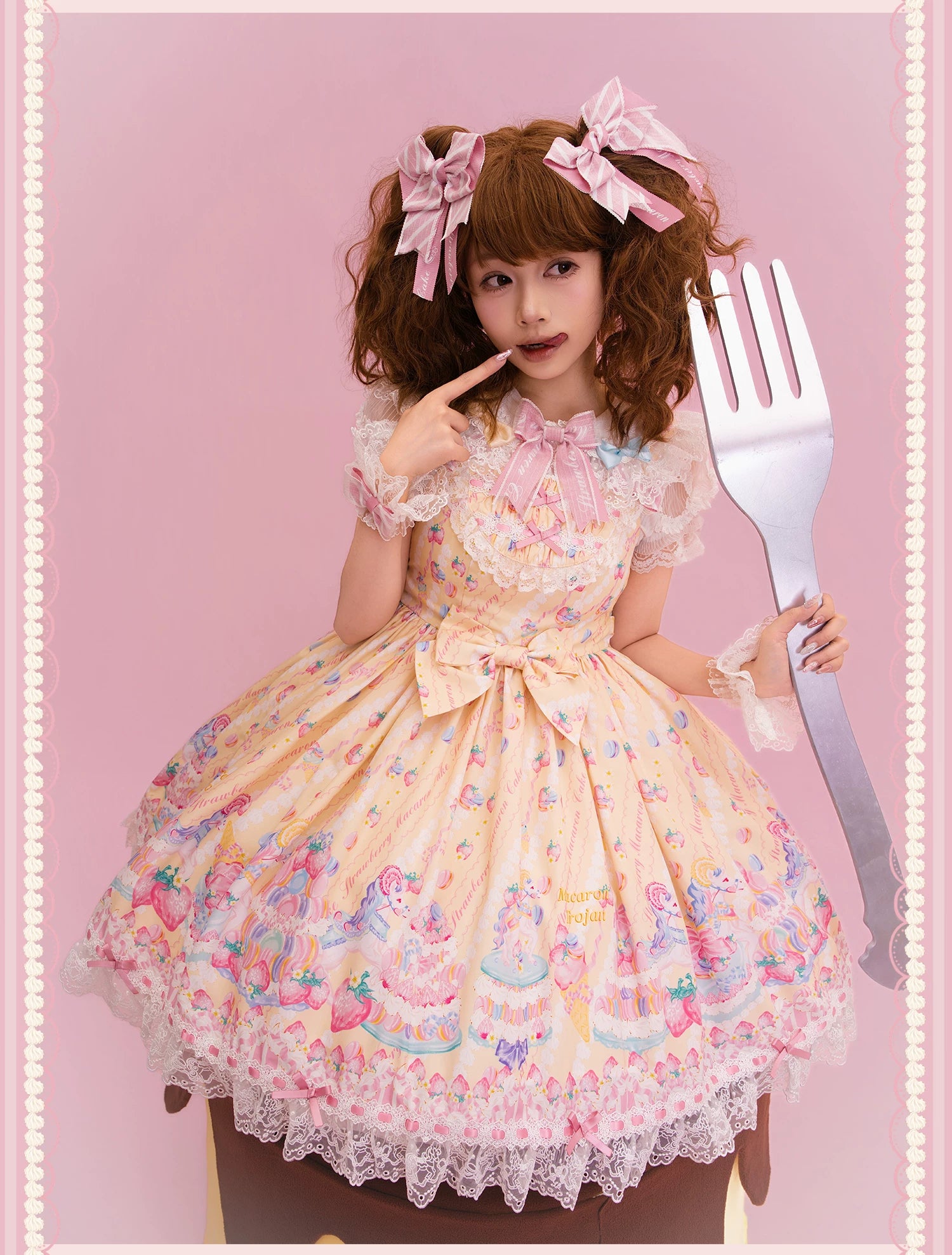 Macaron - Printed Sweet Lolita OP Dress, Old School Lolita JSK Available