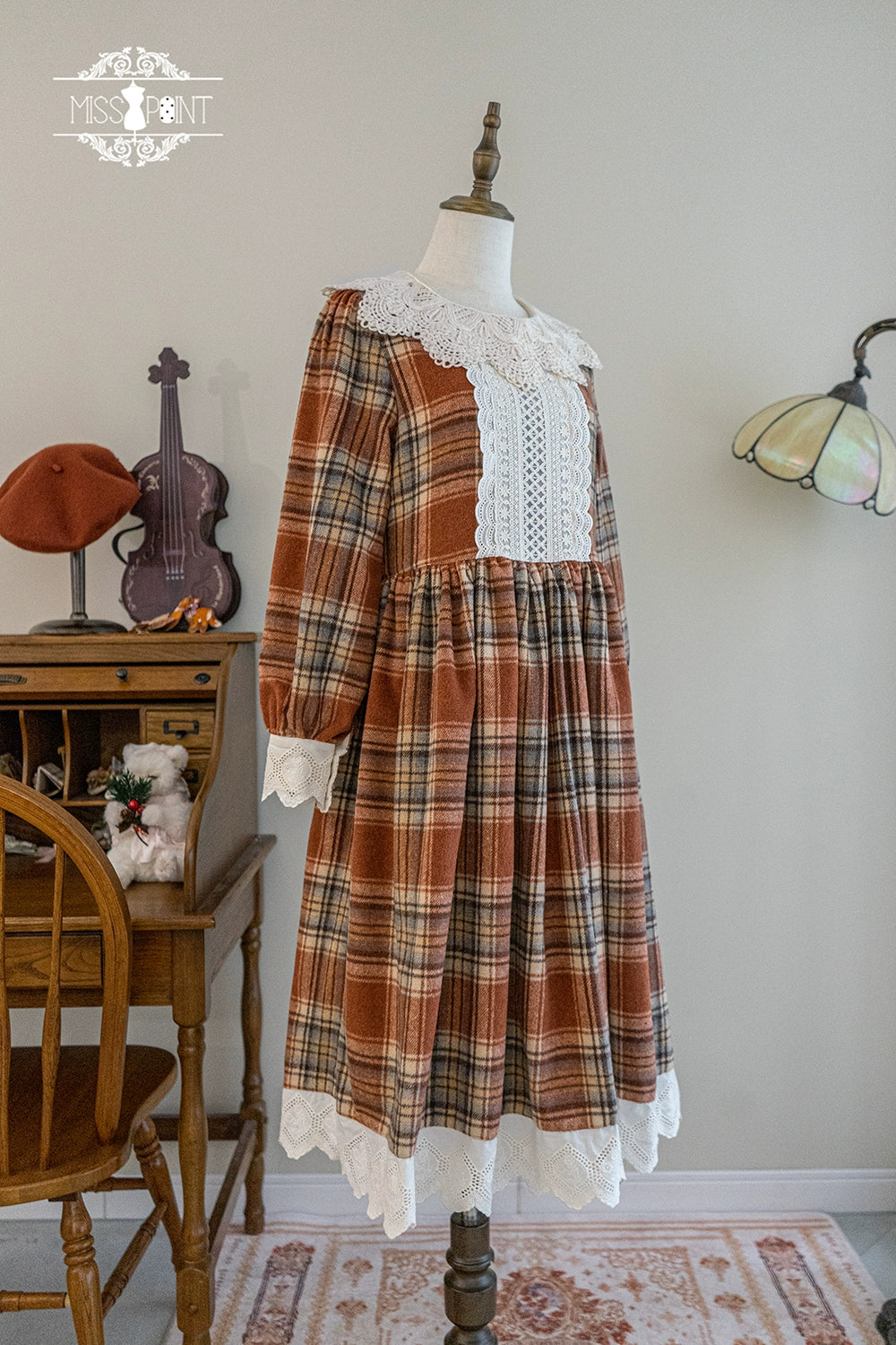 (BFM)Miss Point~Fat Fox in the Forest~Customized Lolita OP Dress Plaid Loose Daily Dress 37590:562866