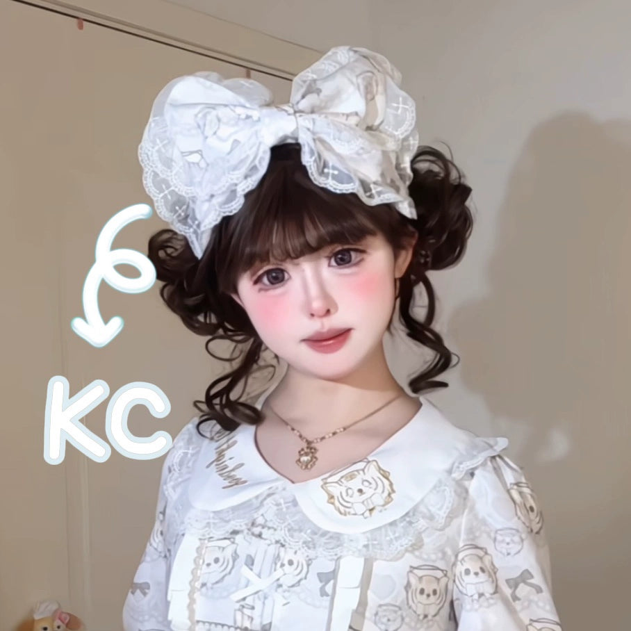 Tiger in Autumn - Kawaii Lolita OP Dress Set, Tiger Print A White KC S