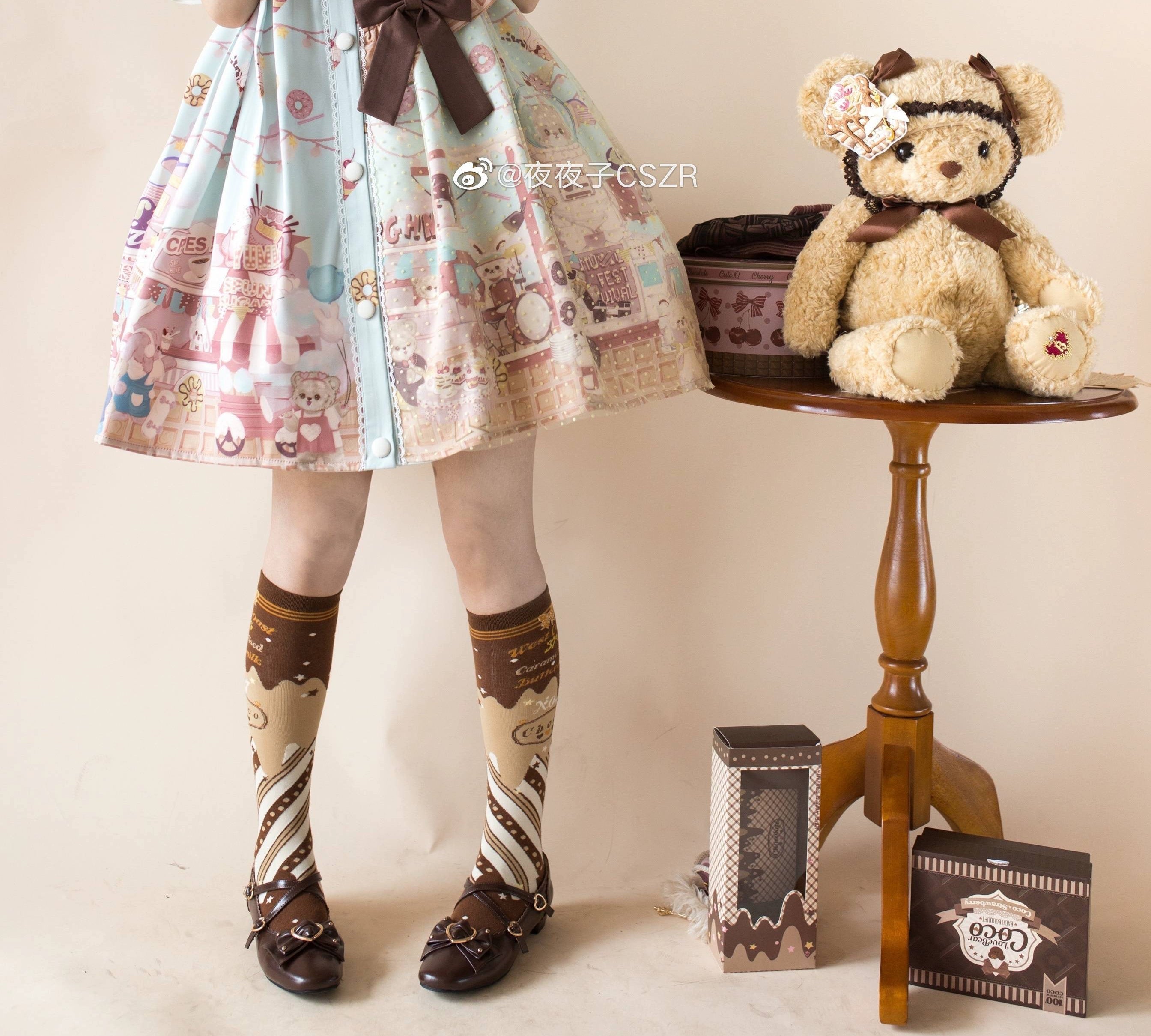 Yukines Box~Kawaii Lolita Chocolate Color Cotton Socks 22190:323660