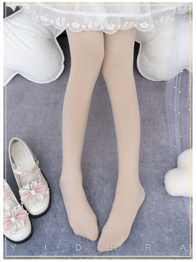 Yidhra~120D Daily Lolita Solid Color Velvet Spring Leggings free size 120D-skin color 
