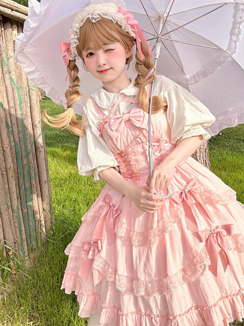 Miss Pearl - Halter Neck Sweet Lolita JSK Dress, Tiered Skirt