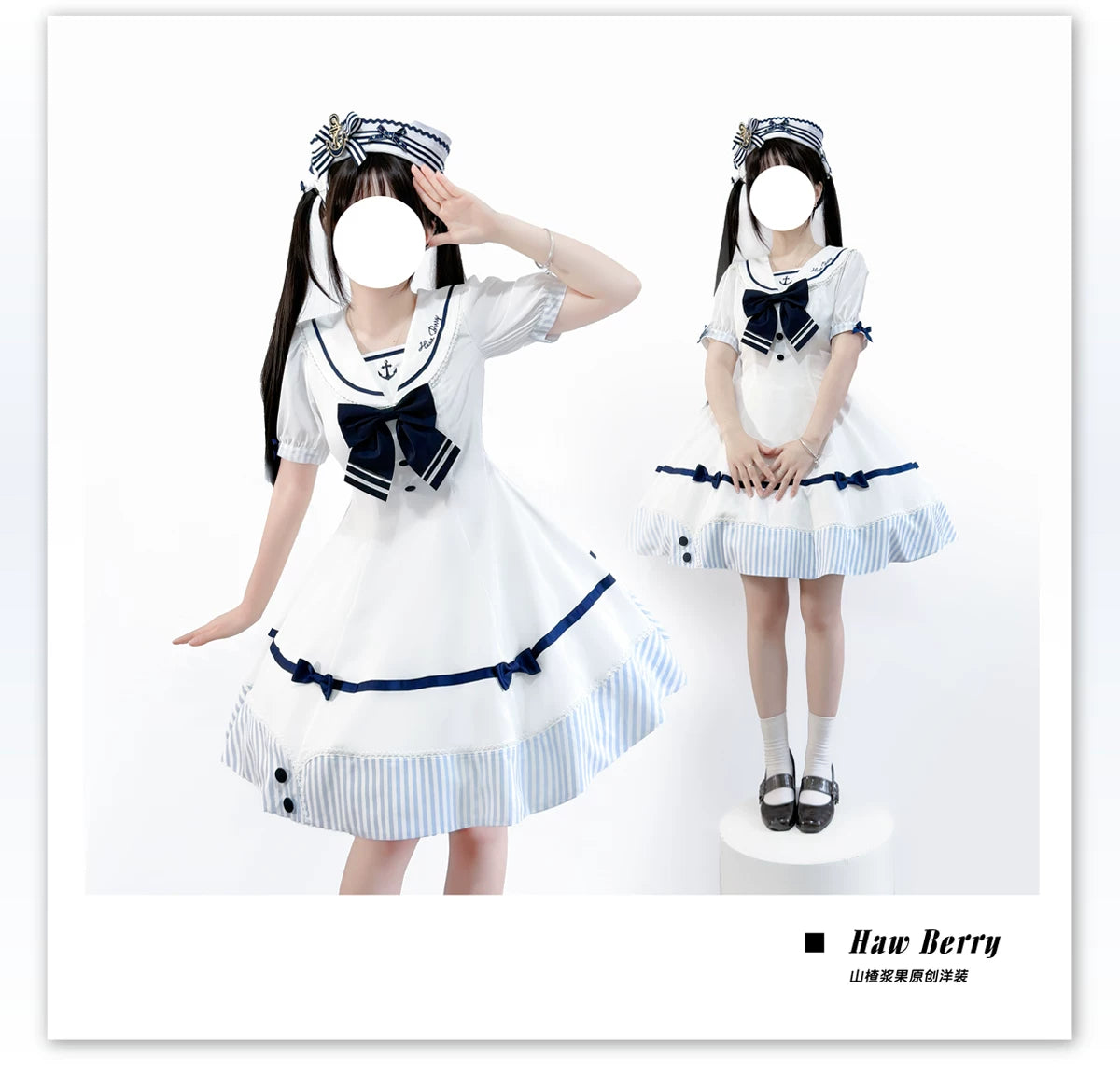 Little Sea Breeze - Summer Sailor Lolita OP Dress with Detachable Bow 45712:859181