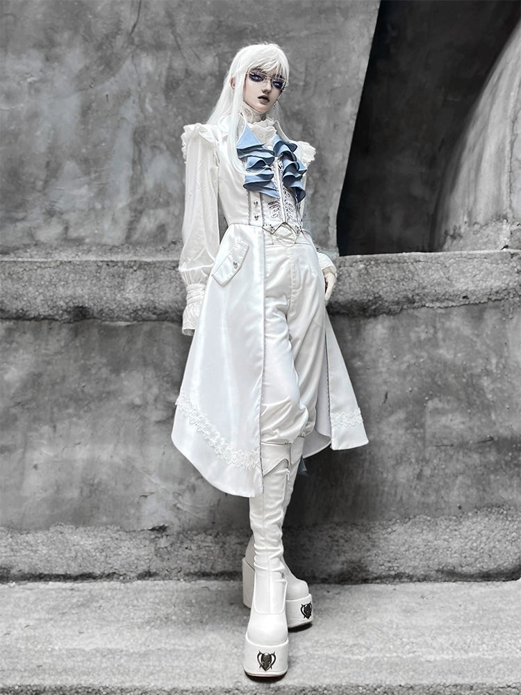 Forest Fluorescent Carps - Crumbling Skeleton - Ouji Lolita Vest Fishbone Embroidery Prince Pants Suits