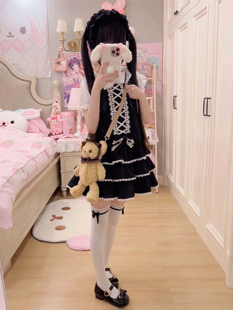 To Alice - Old School Lolita Salopette Suit Tiered Dress