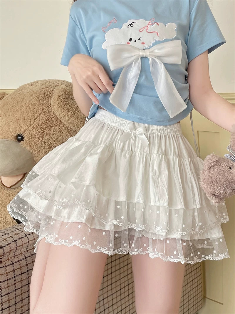 Sweet Lolita Cotton Bloomers, Lace Polka Dot Hem