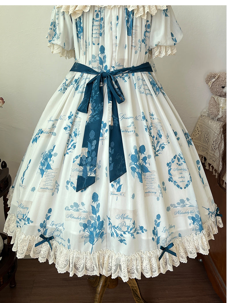 NanShengGe - Mulberry Poem - Country Lolita Printed Dress with Cardigan Set 42513:742857