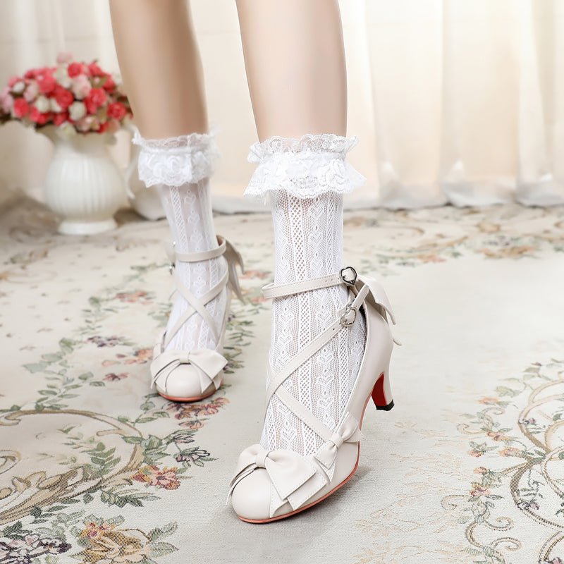 Sosic - Wind Tide Rumors - Cross-Strap Sweet Lolita Handmade Shoes