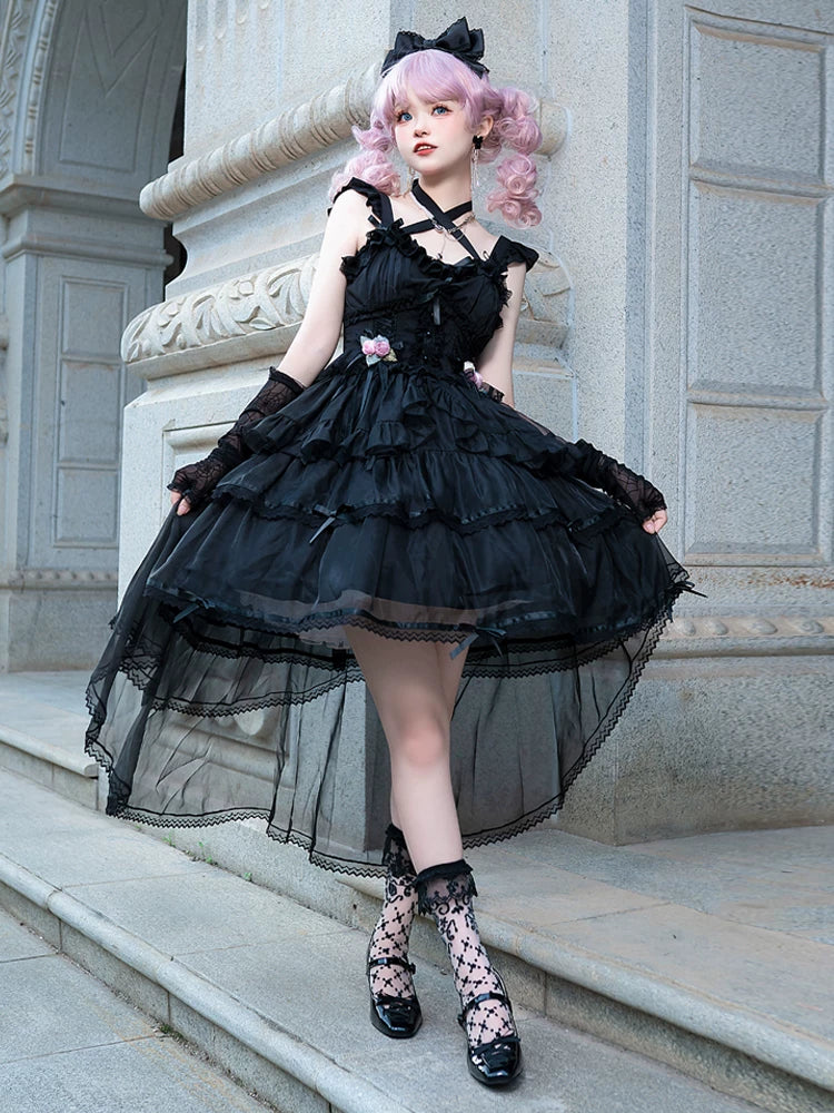 Classic Lolita Four-tiered Hem JSK Dress with Rose Details