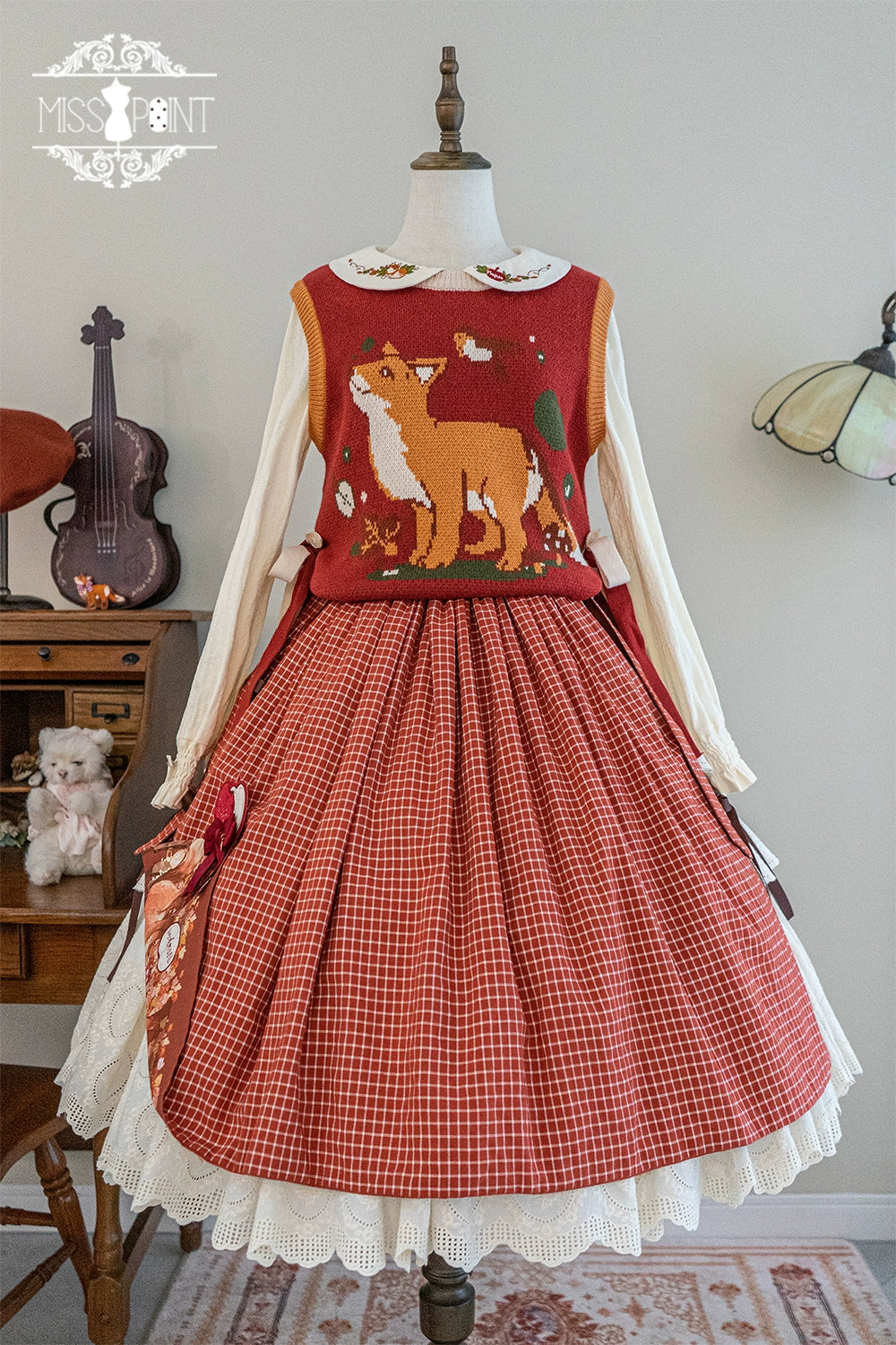 Miss Point~Fat Fox in the Forest~Kawaii Lolita Vest Customized Lolita Sweater 37100:550854