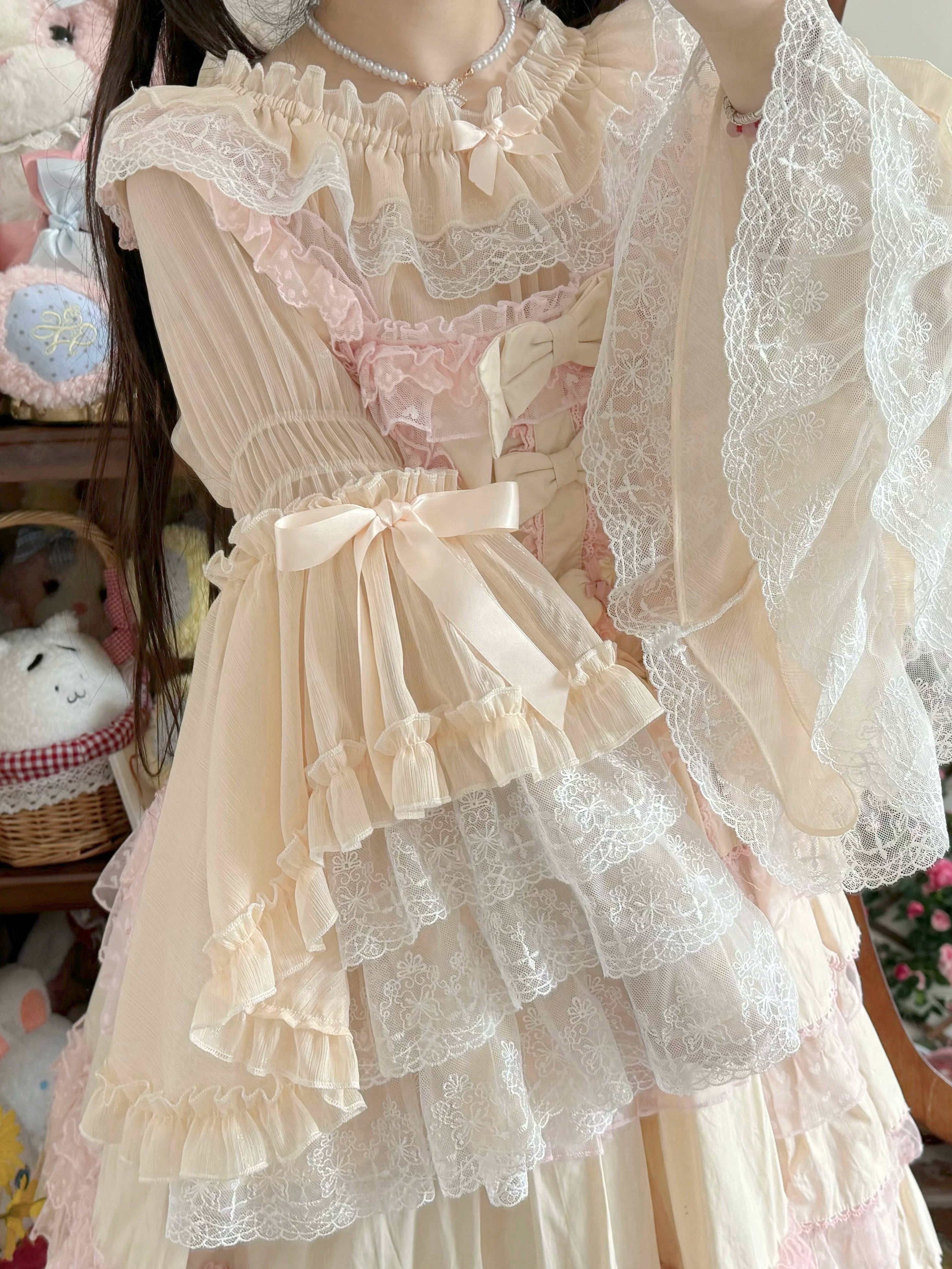 Vintage Lolita Hime Sleeve Blouse, Off-shoulder Design