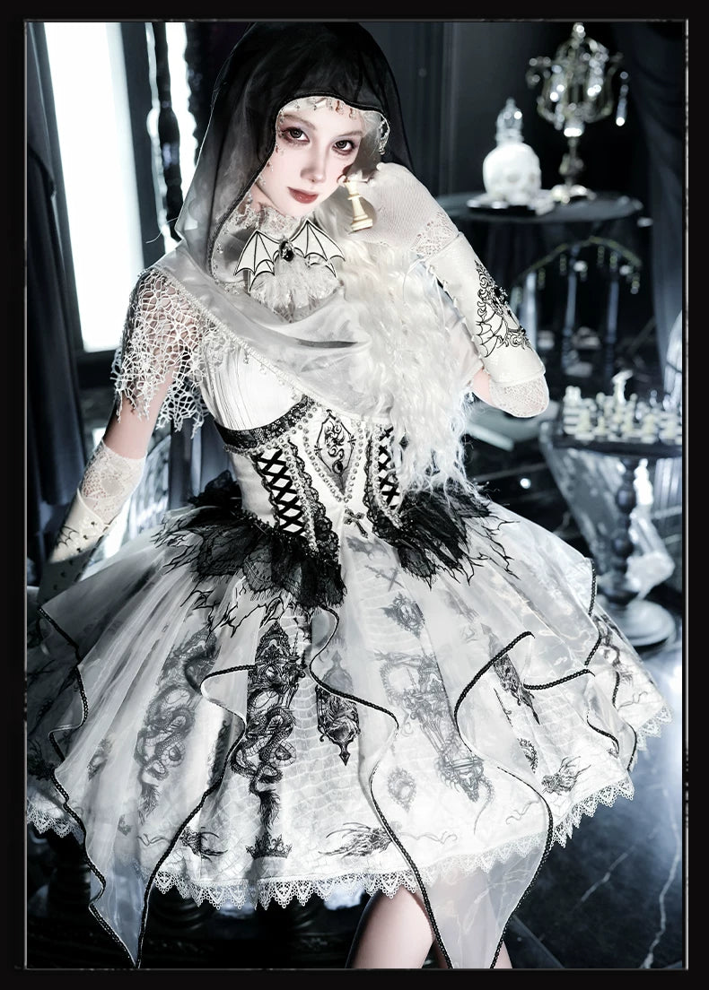 Bone Dragon - Gothic Lolita Corset JSK Dress Set with Embroidery 45654:856824