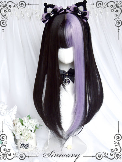 (Buyforme)Sinwavy~ Jirai Kei Long Straight Lolita Wig with Purple Black Color black purple  