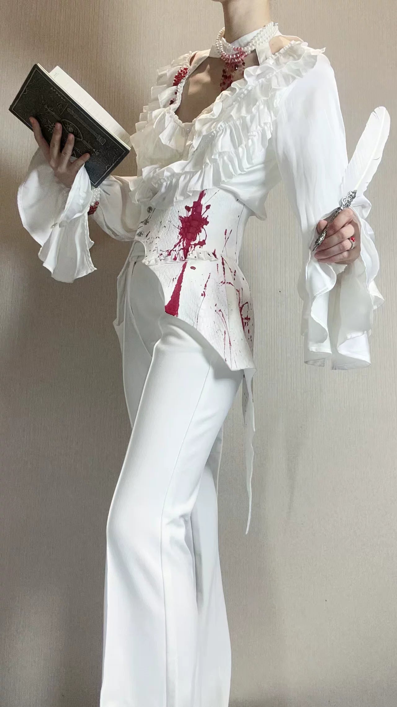 Blue Moon Bone Erosion - Gothic Lolita Waist Cincher, Bat Wing Hem 44453:809539