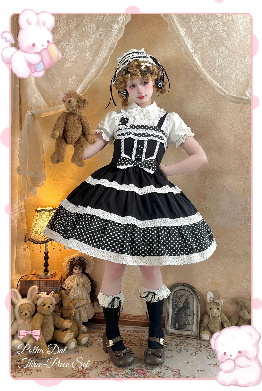 Cotton Sweet Lolita Polka Dot JSK & Salopette Dress 45589:853403