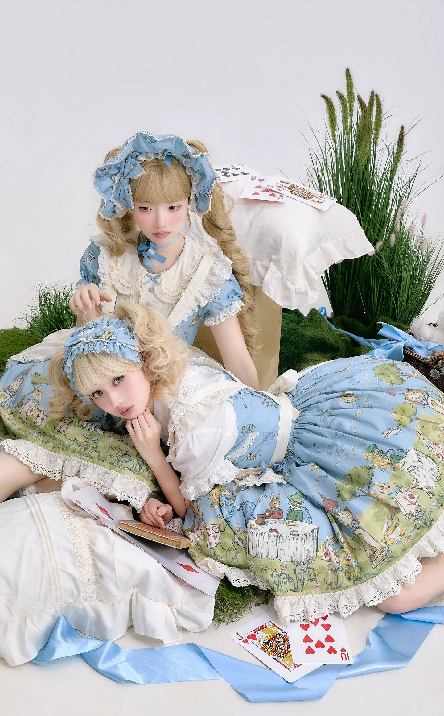 Alice - Sweet Lolita Cotton Lining Dress, Bunny & Clock Print