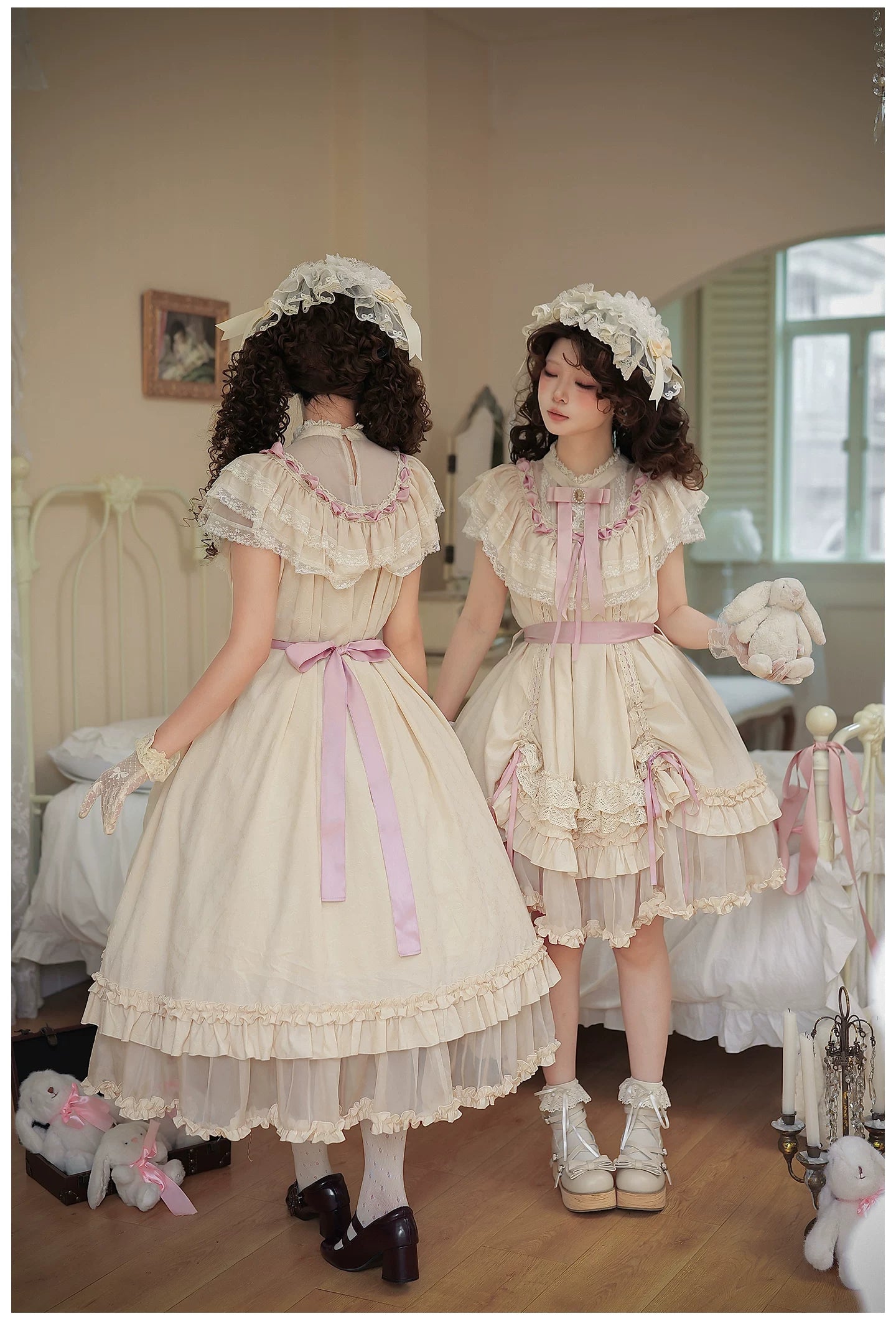 Lily's Dream - Cotton Lining Classic Lolita OP, Drawstring Liftable Hem 45539:854814