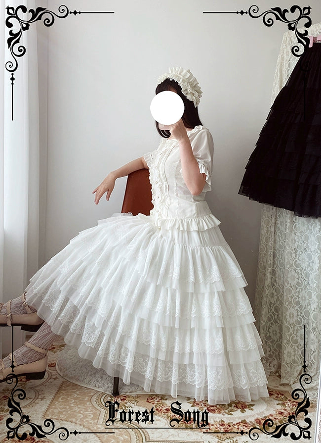Classic Lolita Petticoat Adjustable Tiered Ruffle Skirt