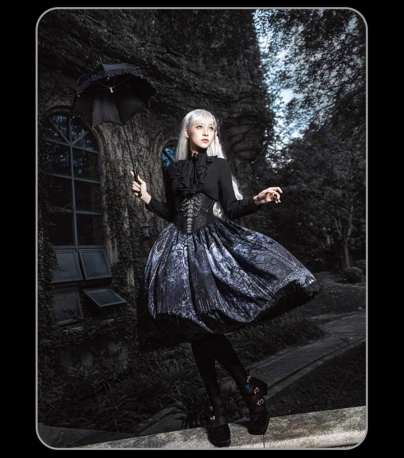 Susin Lolita - Bone-Eroded Butterfly - Gothic Lolita JSK & SK Set 44051:793337