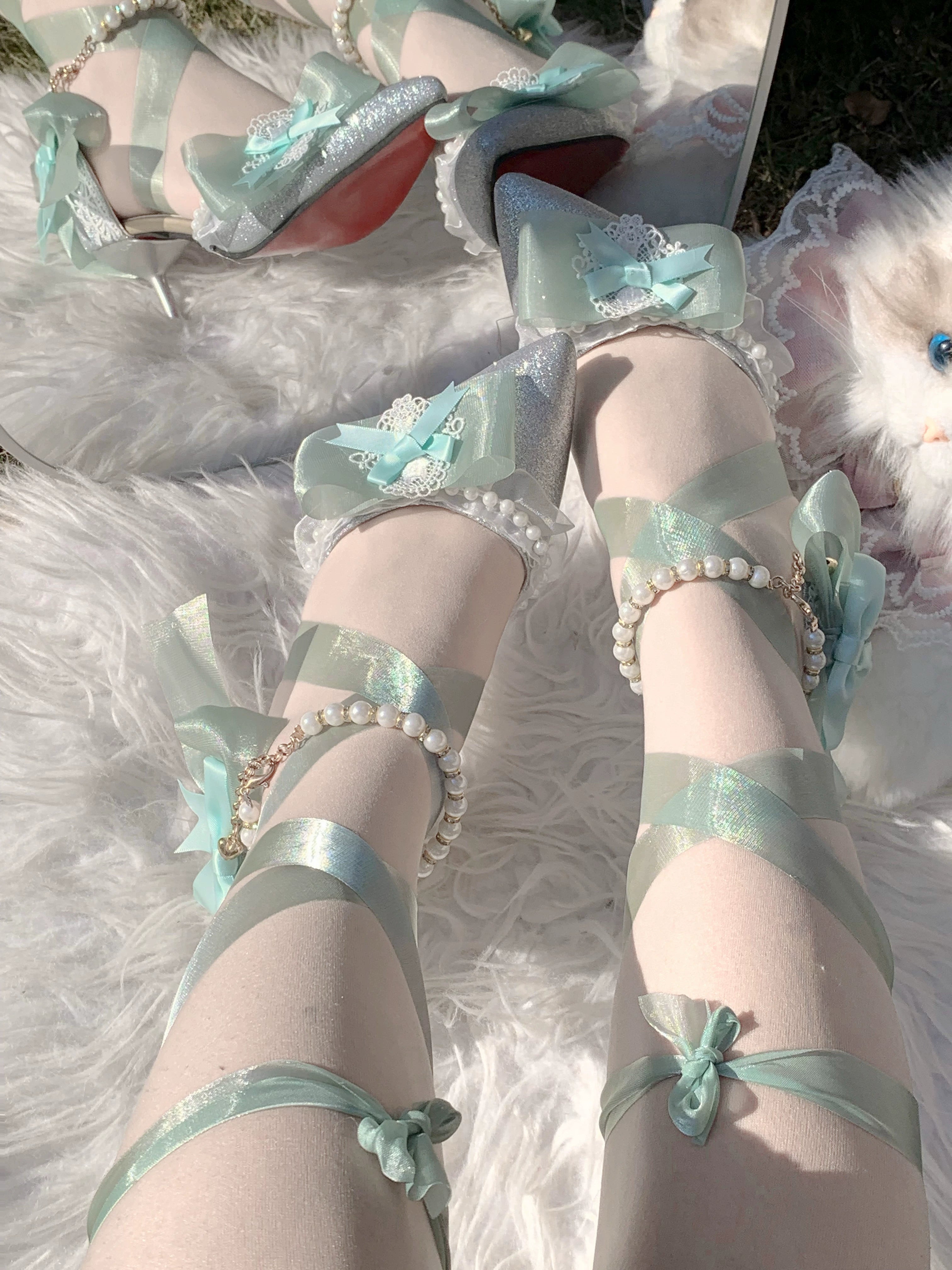 Soft Sheer Dance - Sweet Lolita Heel Shoes, Sheer Straps 44911:827603