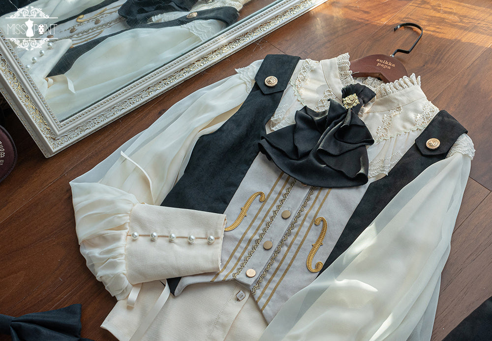 Miss Point~Golden Movement~Elegant Lolita Waistcost Short Vest Customized XS black 