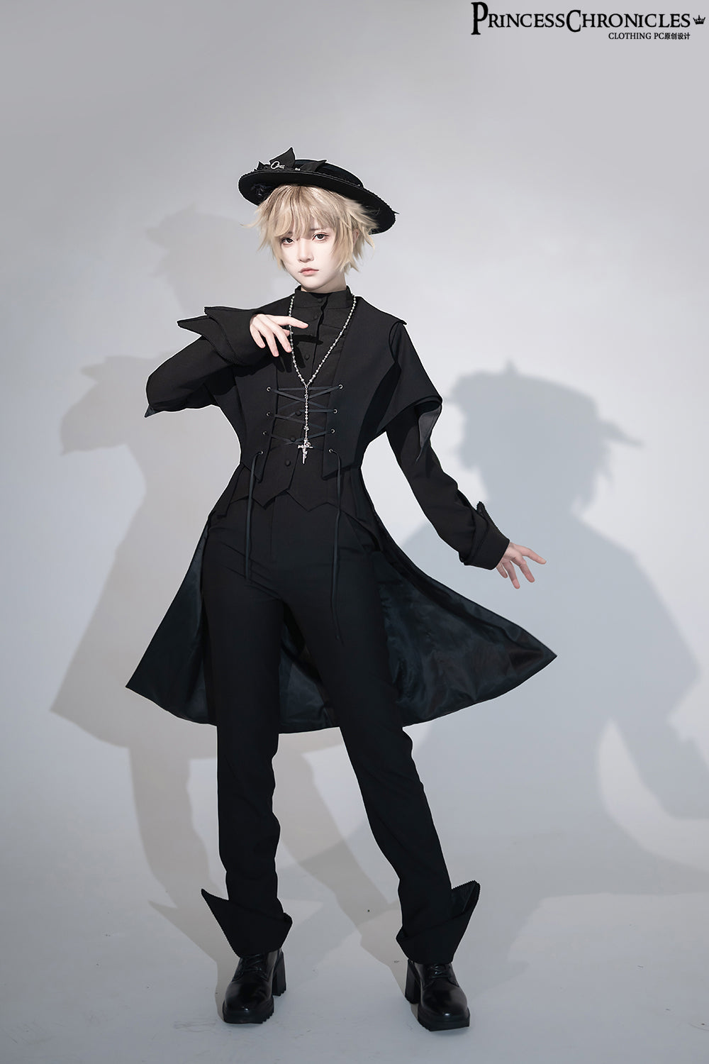 Princess Chronicles - Yan Ye - Ouji Lolita Irregular Hem Black Shirt