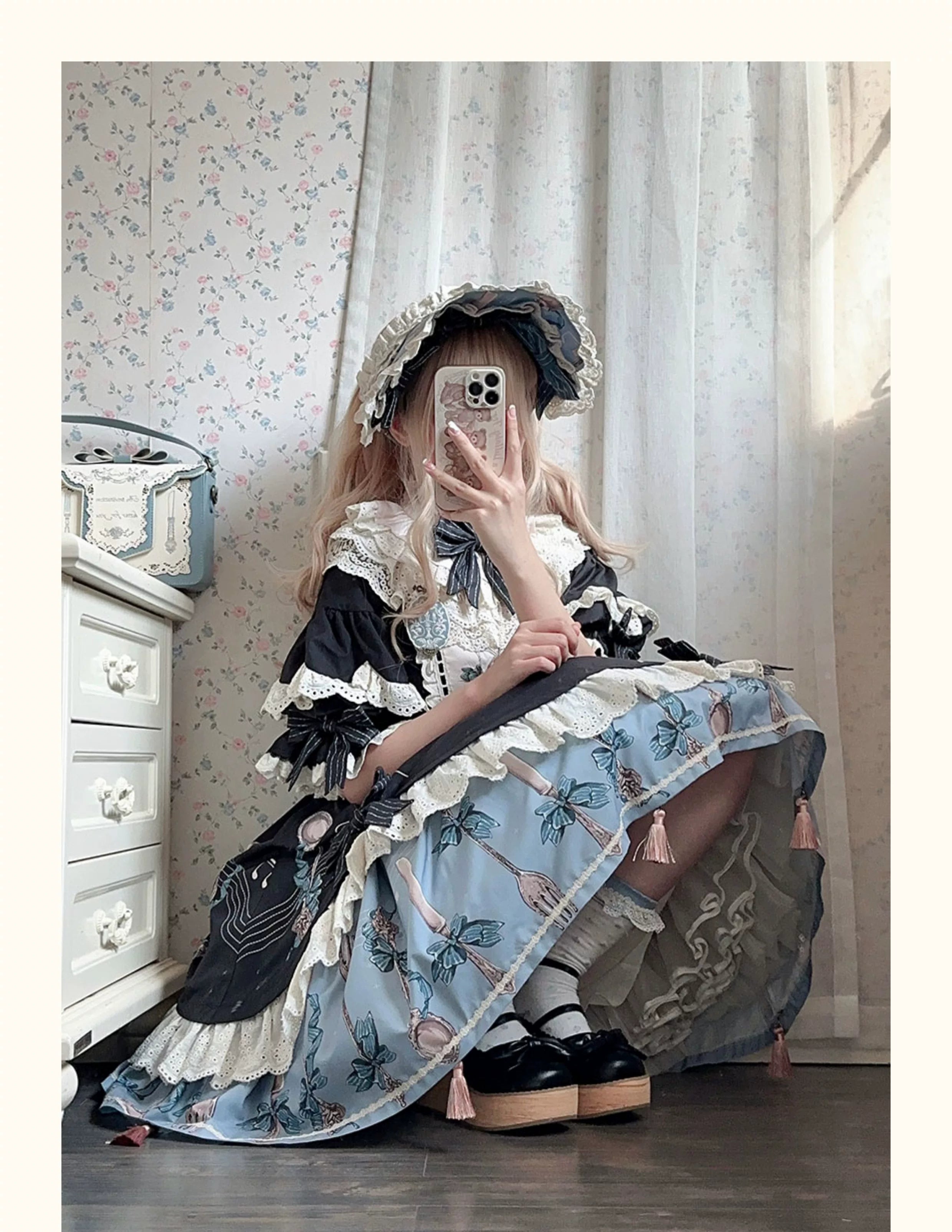 Witch's Banquet - Printed Doll-like Sweet Lolita OP, Apron-like Front 44634:816897