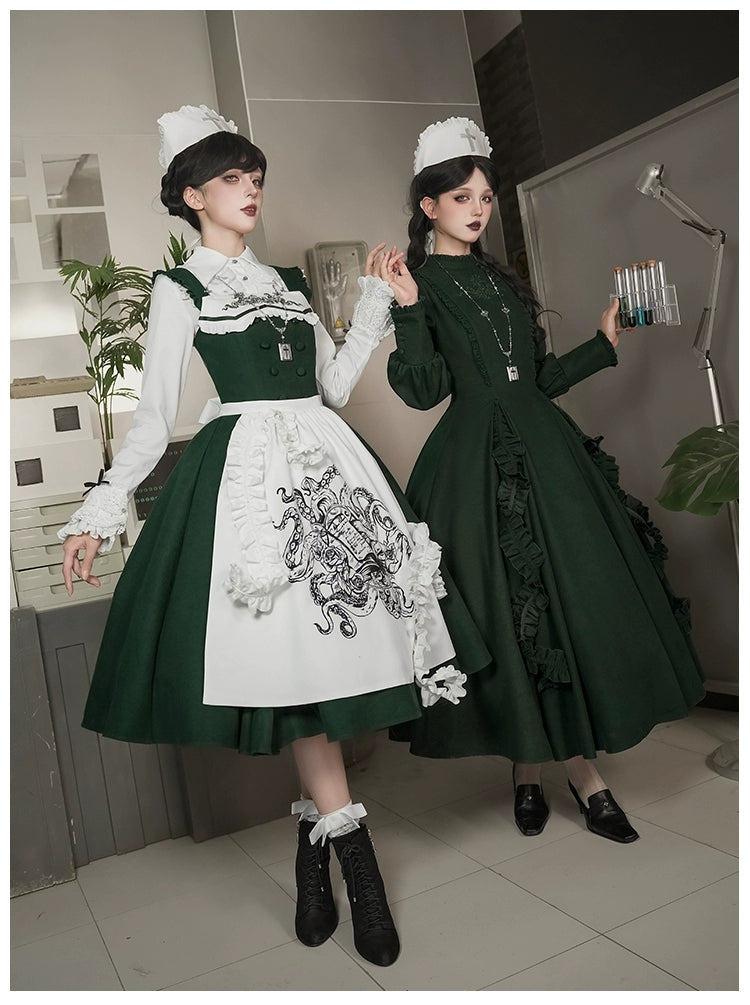 With PUJI - Letter and Poetry · Abyss Clinic - Gothic Lolita Green Dress Set 43929:789702