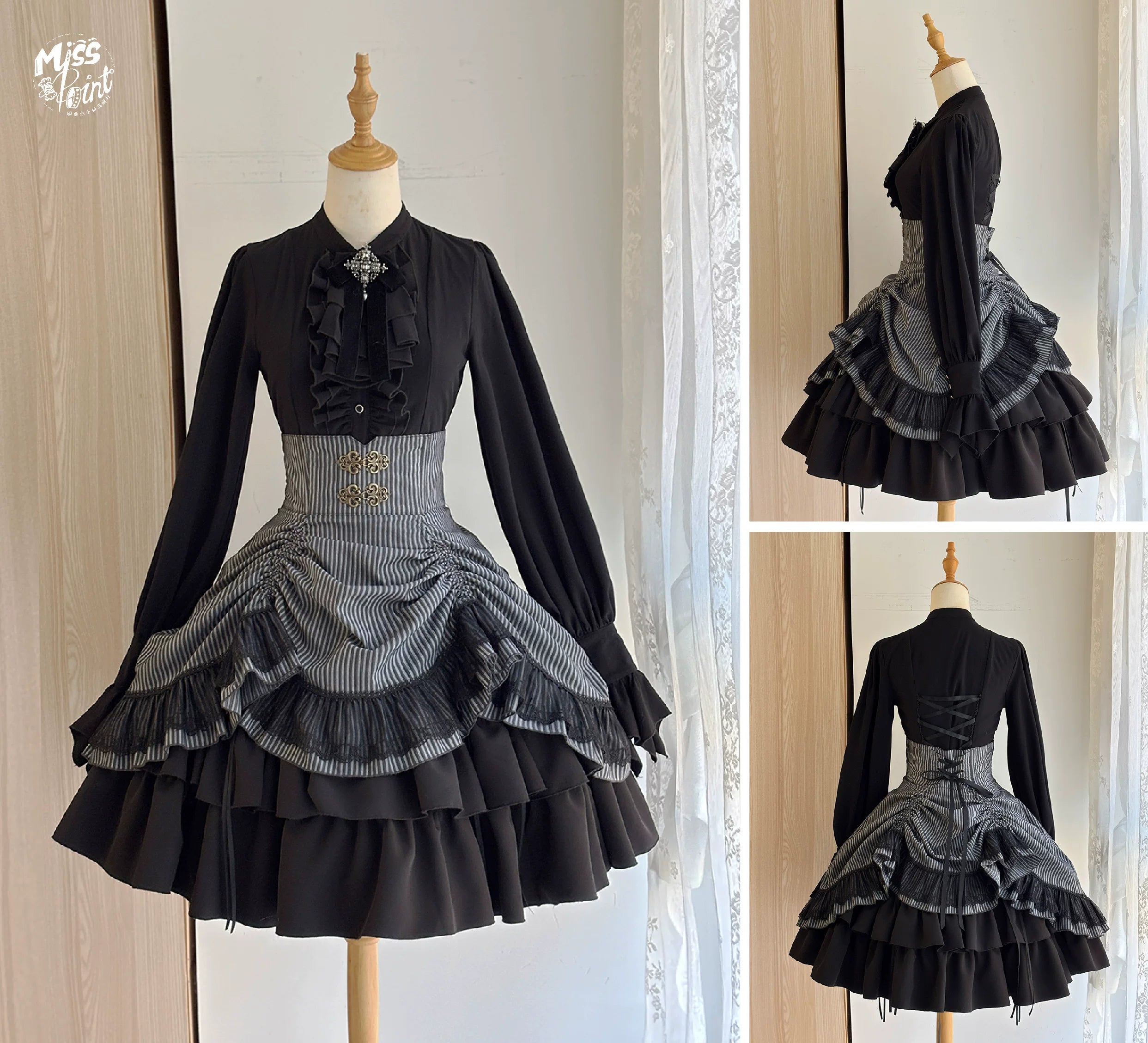Perint Manor - Gothic Lolita Striped Dress, Tailor-made