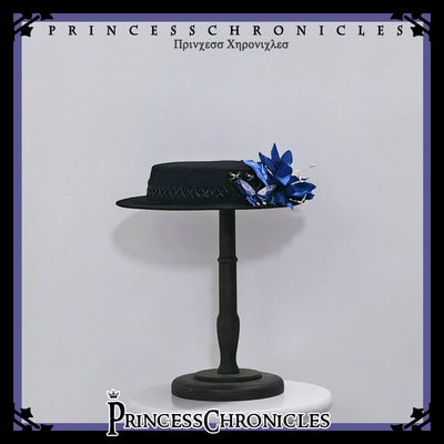 Princess Chronicles~Crimson Ash Zero~Gothic Lolita Hat Handmade Black Flat Cap Top Hat   
