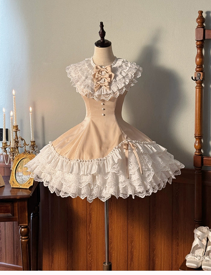 Alice Girl~Arrogant Miss~Sweet Lolita Jumper Dress with Tiered Lace Dress 41484:699470