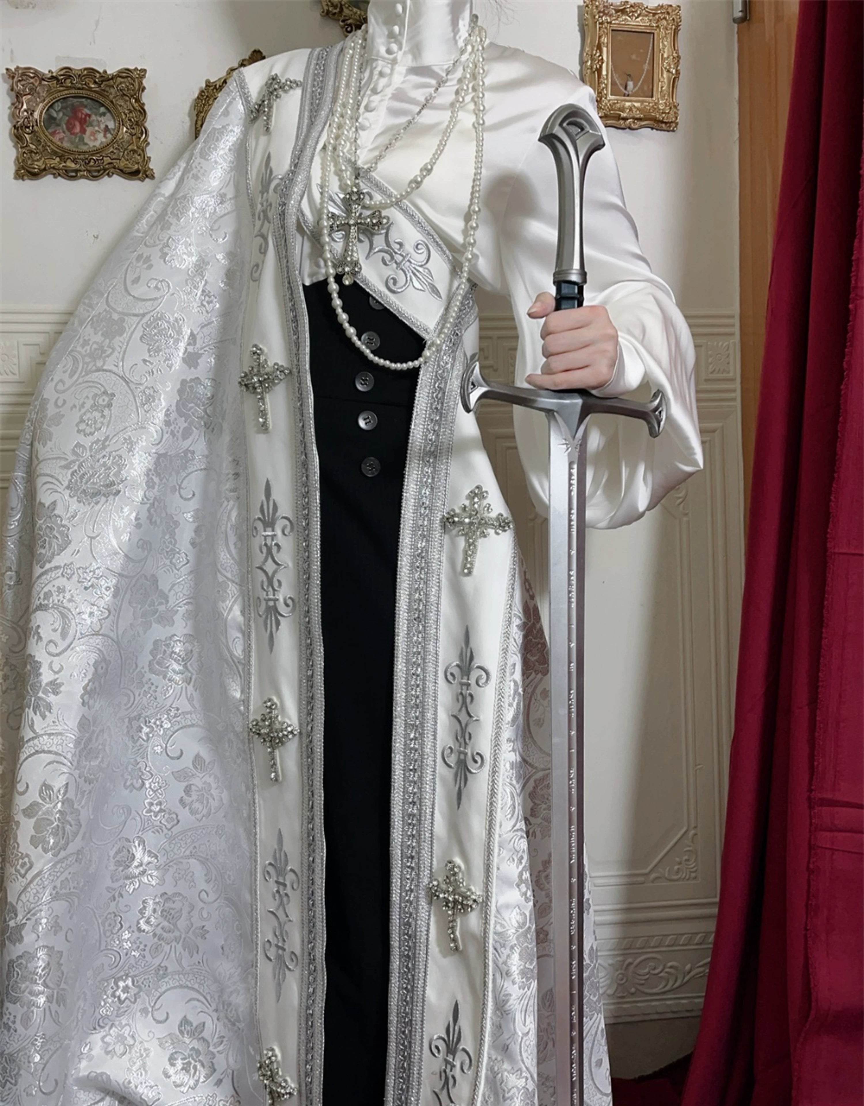 LeMiroir - Moonlit Prayer - Long Nun Lolita Bishop Cape, Cross Details