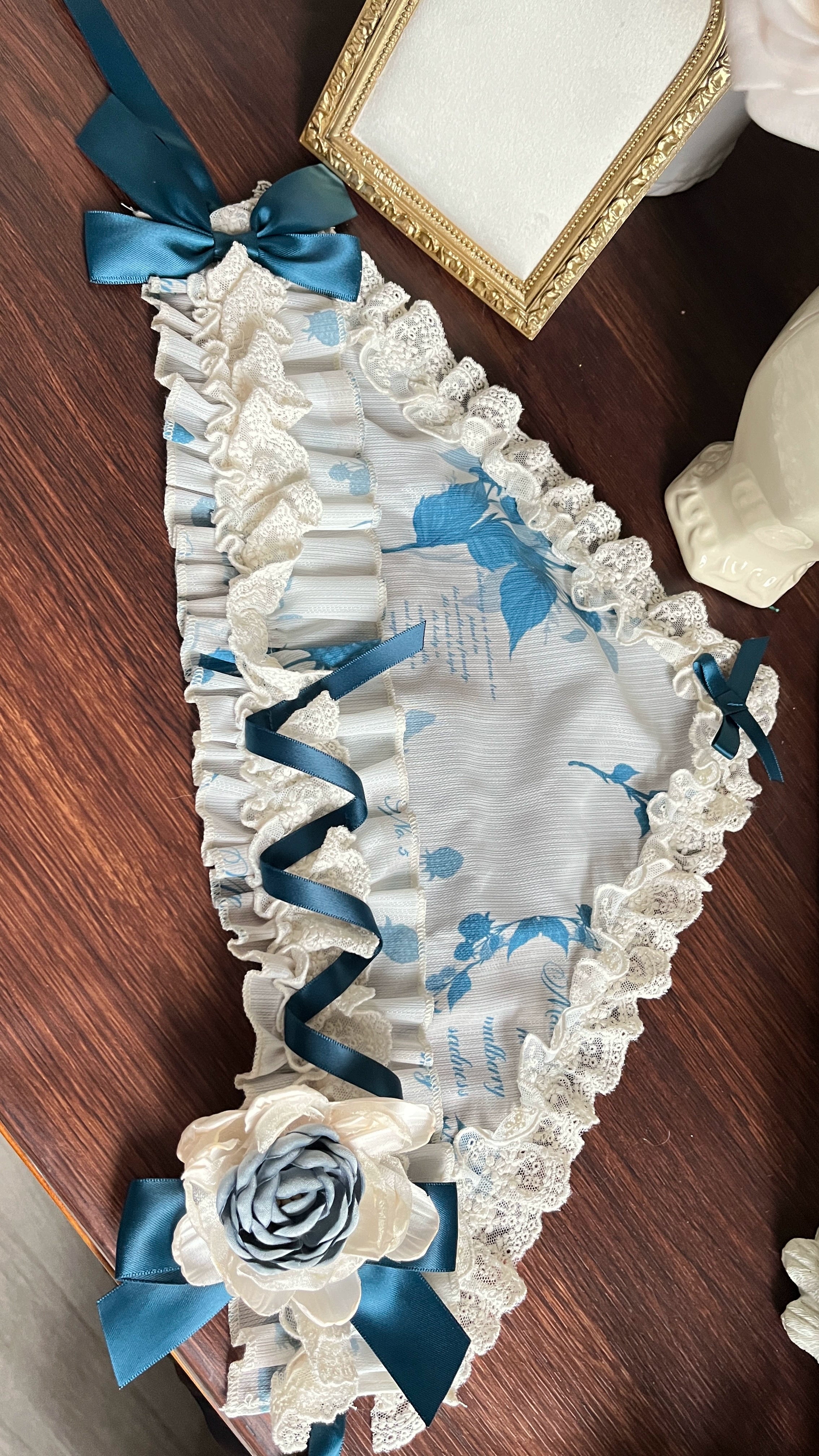NanShengGe - Mulberry Poem - Country Lolita Accessory Set Headdress and Handbag Triangle Bandana Only One Size