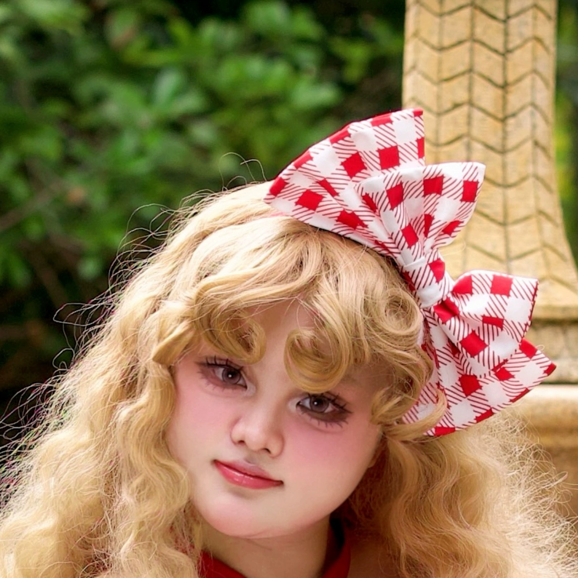 Chubby Cat Diary - Gingham Strawberry - Plus Size Country Lolita OP Dress Red KC Only (one size / choose M) S