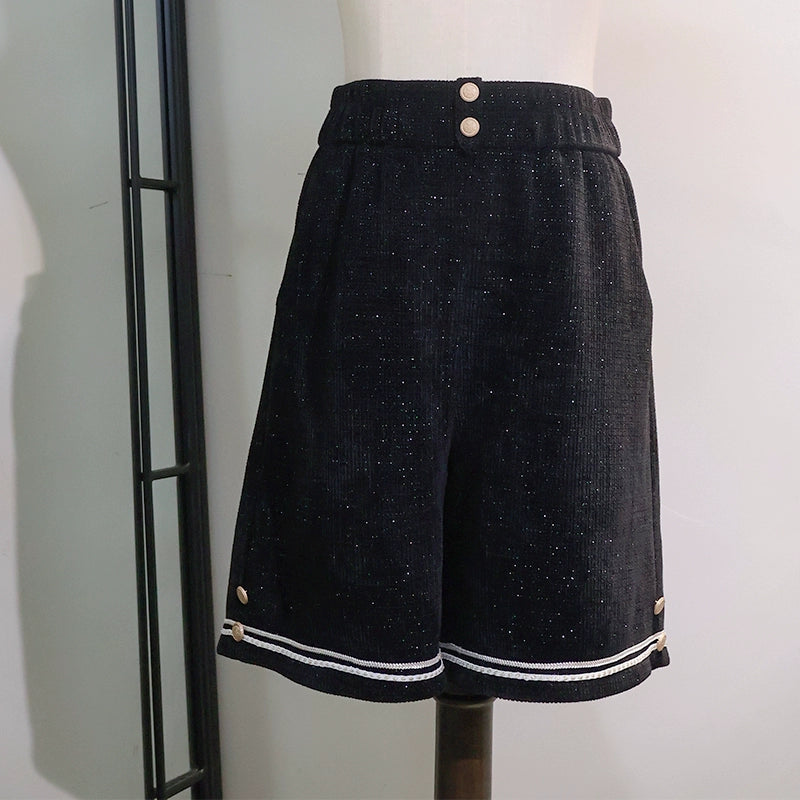 LizBird - Tomorrow Song - Ouji Lolita Loose Sweater and A-line Shorts Silver Thread Waffle Shorts - F