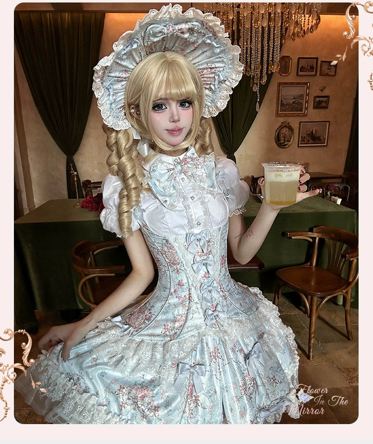 Mengfuzi - FLower in the Mirror - Old-School Lolita Bodice & SK Set, Short-Sleeved OP 44280:802253