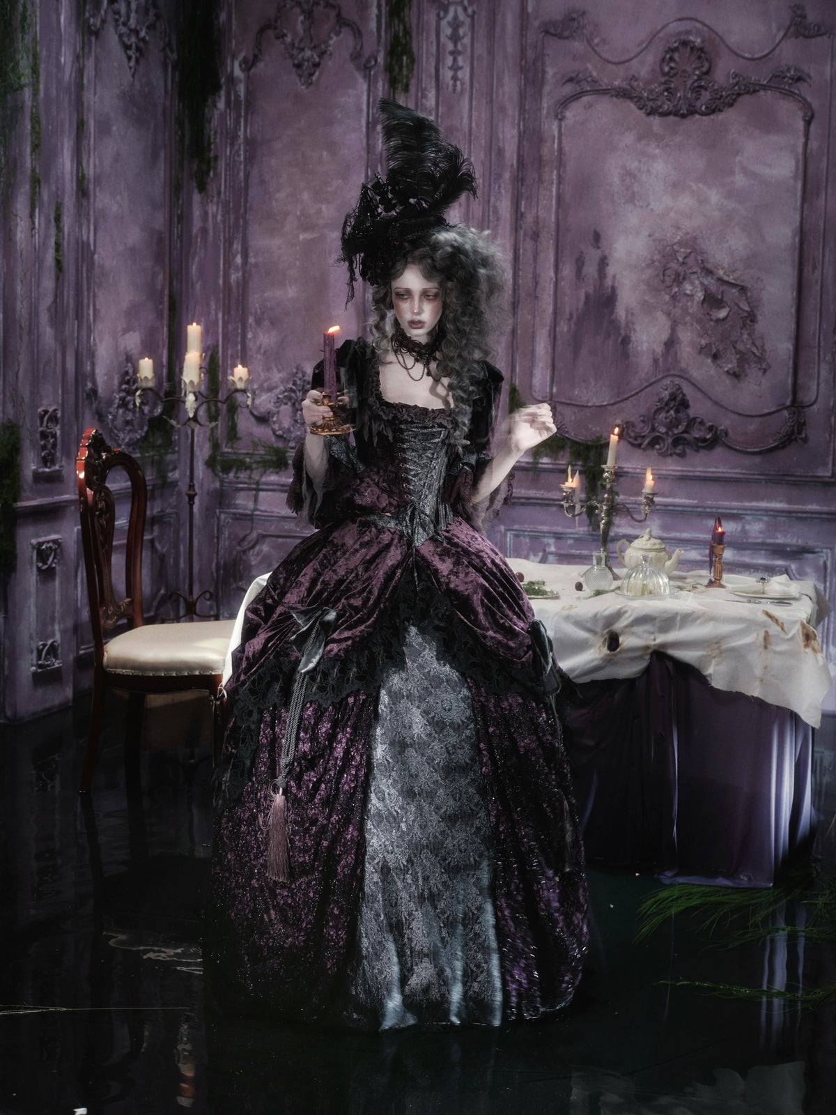 Undead's Gift - Halloween Gothic Corset, Detachable Sleeves 46023:872724