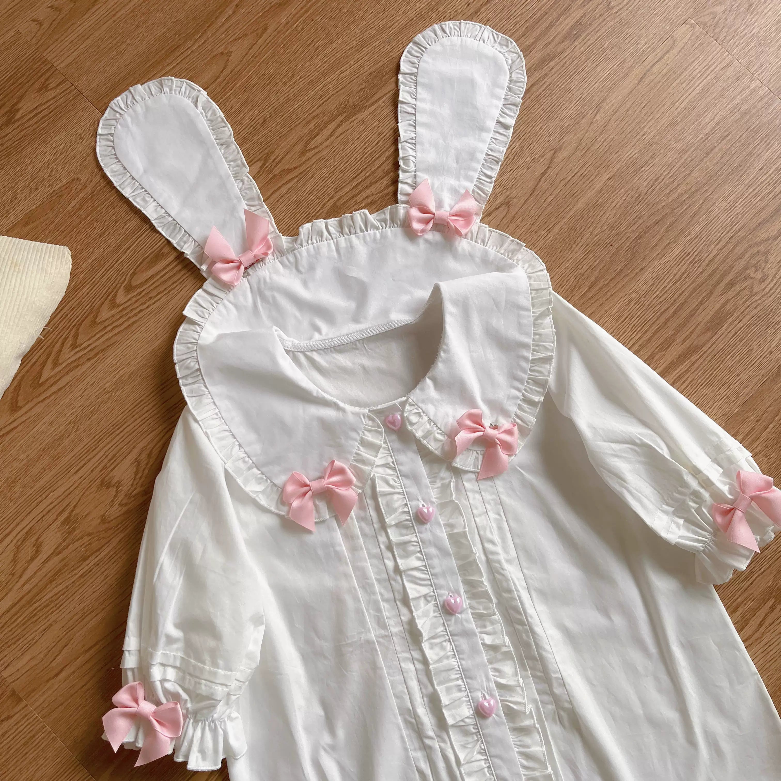 Cute Rabbit - Sweet Lolita Short Sleeve Shirt, Bunny Ears 44869:828824