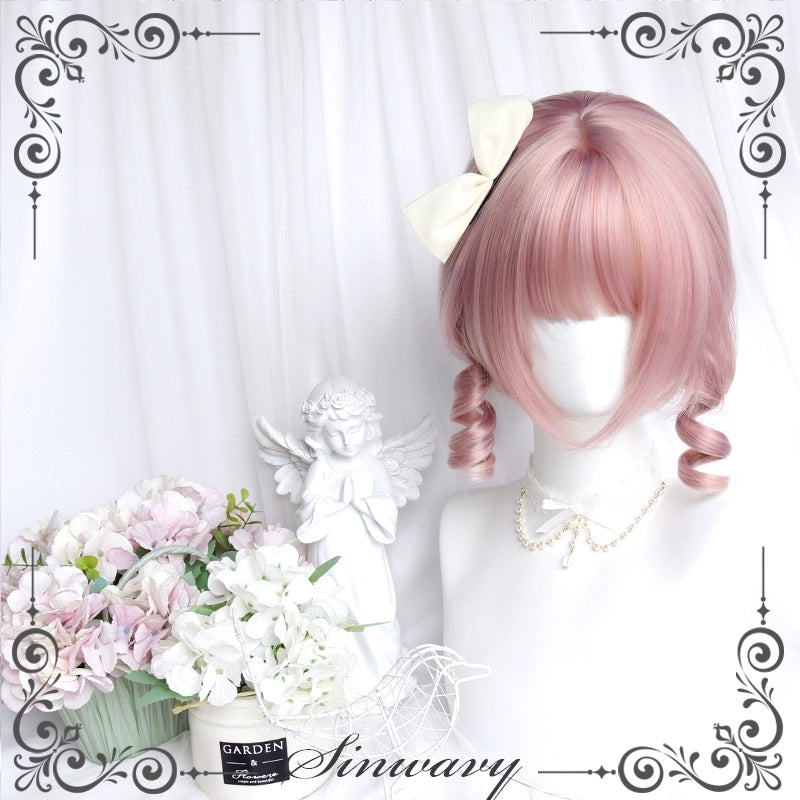 Sinwavy - Sweet Lolita Wig, Detachable Roman Curl Ponytail Short Wig Only (with hair net + tail comb)