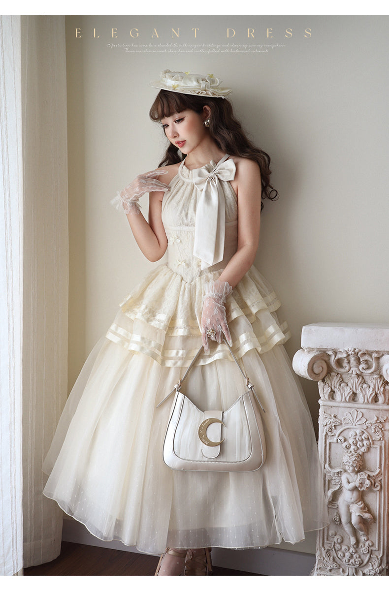 Urtto - Moonlight Dance - Elegant Lolita Halter-neck JSK Dress in Ballet Style 42588:746506