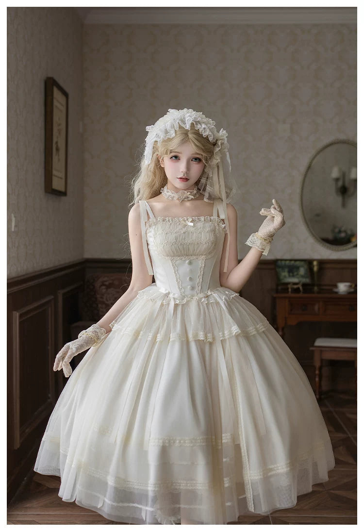 Confession Poem - Classic Lolita Corset JSK Set, Lace & Bows