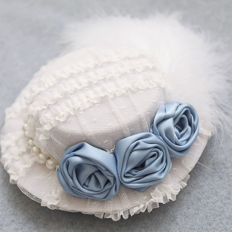 Polyhymnia - Miss Leisha - Classic Lolita Skirt Set Elegant Winter Cape White feather mini top hat