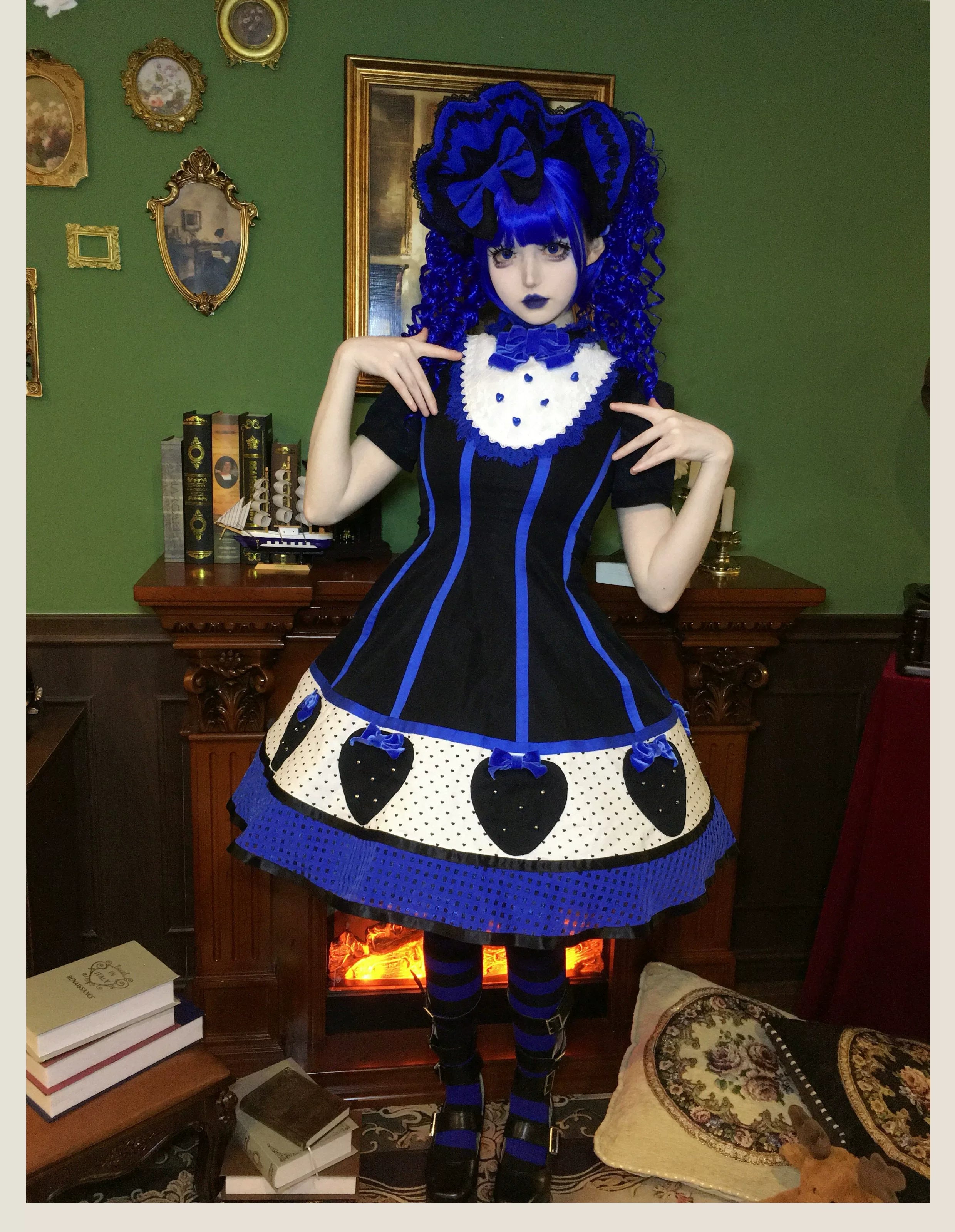 The Weird Strawberry Lady - Old School Lolita JSK, Hand-Studded Strawberry