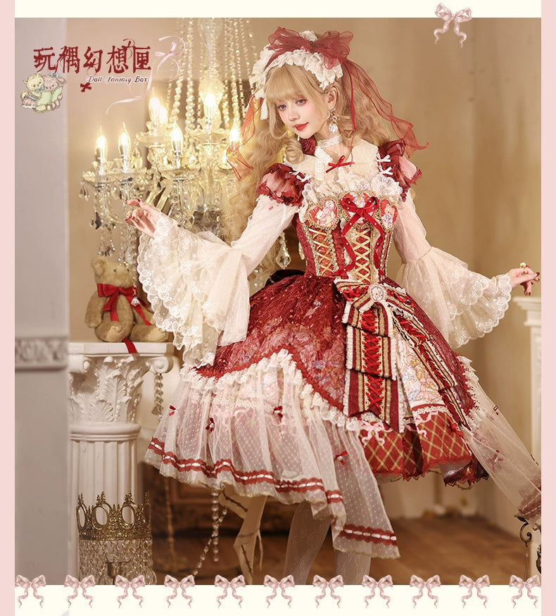 YingLuoFu - Doll Fantasy Box - Sweet Lolita JSK Dress & Tulle Blouse Set 44261:801481