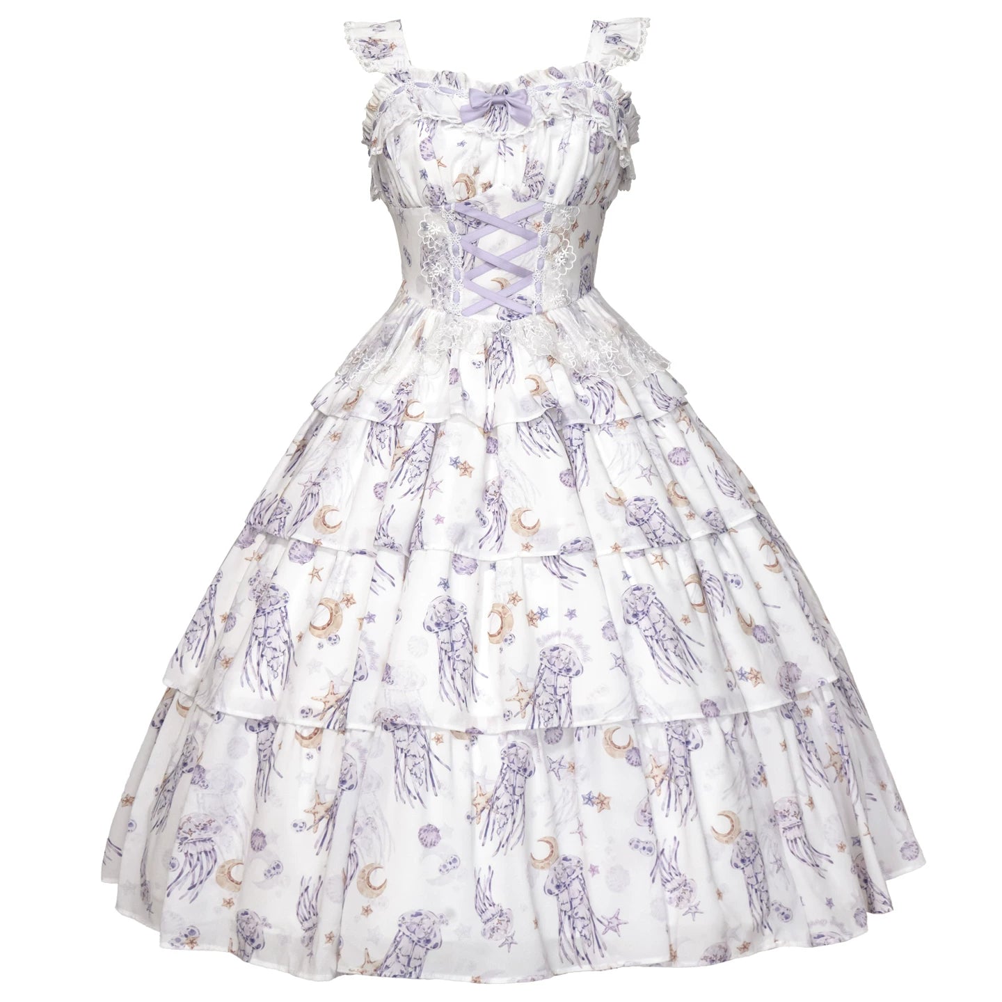 Starry Jellyfish - Printed Classic Lolita JSK Dress, Short Sleeve OP (L M S) 45153:836756