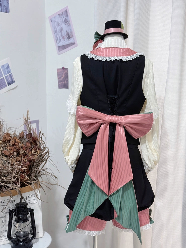 CastleToo - Candy Shop - Ouji Lolita Vest Outfit With Patchwork Design/Bow Details